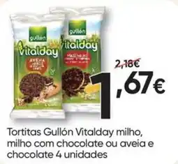Froiz Tortitas Gullón Vitalday milho, milho com chocolate ou aveia e chocolate 4 unidades promoção