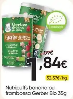 Froiz Nutripuffs banana ou framboesa Gerber Bio promoção