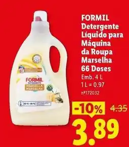 Lidl Formil - detergente líquido para maquina da roupa marselha 66 doses promoção