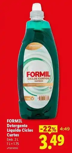 Lidl Formil - detergente liquido ciclos promoção