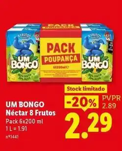 Lidl Um bongo - néctar 8 frutos promoção