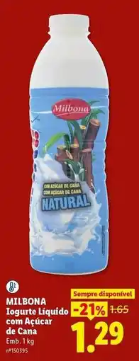 Lidl Milbona - iogurte liquido con açúcar de cana promoção