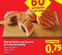 Lidl com - bola de berlim com recheio de frutos vermelhos promoção