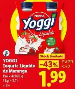 Lidl Yoggi - iogurte liquido de morango promoção