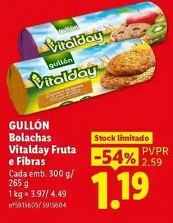 Lidl Guillón - bolachas vitalday fruta e fibras promoção
