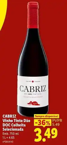 Lidl Cabriz - vino tinto d.o.co. colietta selecionada promoção