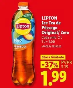 Lidl Lipton - ice tea de pêssego original/ zero promoção