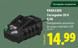 Lidl Parkside - carregador 20 v 4,5a promoção