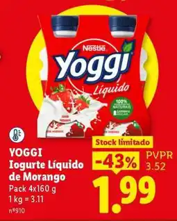 Lidl YOGGI Iogurte Líquido de Morango promoção