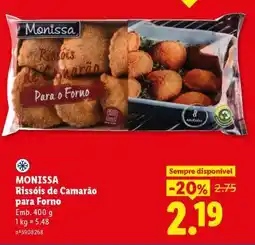 Lidl MONISSA Rissóis de Camarão para Forno promoção