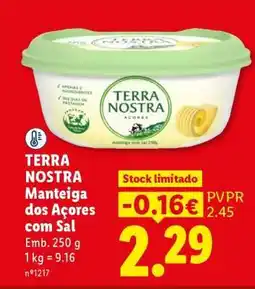 Lidl Terra Nostra Manteiga dos Açores com Sal promoção