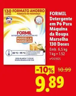 Lidl FORMIL Detergente em Pó Para Máquina da Roupa Marselha 130 Doses promoção