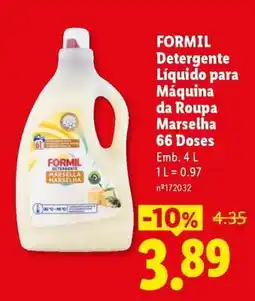 Lidl FORMIL Detergente Líquido para Máquina da Roupa Marselha 66 Doses promoção