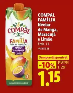 Lidl COMPAL FAMÍLIA Néctar de Manga, Maracujá e Limão promoção