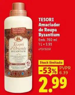 Lidl TESORI Amaciador de Roupa Byzantium promoção