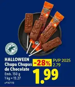 Lidl HALLOWEEN Chupa Chupas de Chocolate promoção