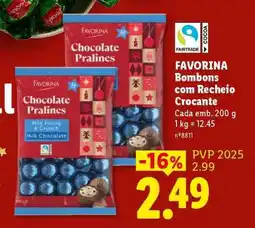 Lidl Favorina Bombons com Recheio Crocante promoção