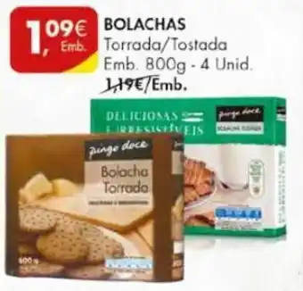 Pingo Doce Bolachas Torrada/Tostada 800g-4 unid promoção