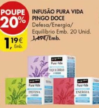 Pingo Doce Infusão Pura Vida Pingo Doce 20 unid promoção