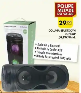 Pingo Doce Coluna Bluetooth Dunlop 30W promoção