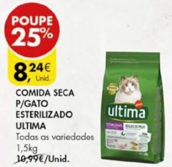 Pingo Doce Comida Seca p/Gato Esterilizado Ultima 1,5kg promoção