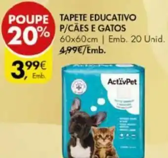 Pingo Doce Tapete Educativo P/Cães e Gatos ActivPet 60x60cm 20 unid promoção