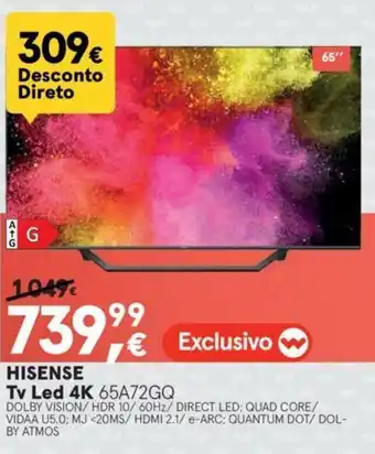 Worten Hisense TV LED 4K 65" promoção