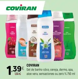 Coviran Coviran Gel de banho côco, cereja, dermo, spa, aloe vera, sensações ou zero % 750 ml promoção