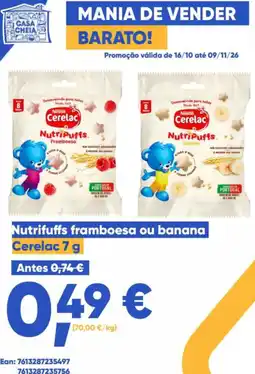 Casa Cheia Nutrifuffs framboesa ou banana Cerelac promoção