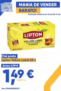 Casa Cheia Chá preto Lipton Yellow Label promoção