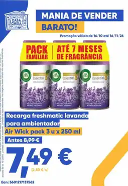 Casa Cheia Recarga freshmatic lavanda para ambientador air wick pack 3 u promoção