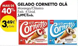 Pingo Doce gelado cornetto olá morango/clássico promoção