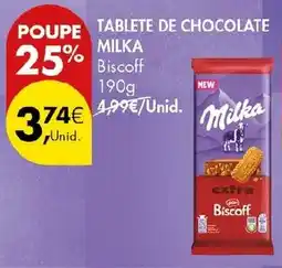 Pingo Doce tablete de chocolate milka biscoff promoção