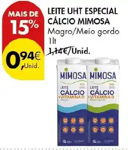 Pingo Doce Leite uht especial calcio mimosa magro/meio gordo promoção