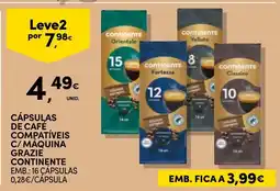 Continente Cápsulas de café compatíveis c/ máquina grazie continente promoção