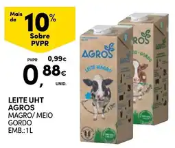 Continente Leite uht agros magro/meio gordo promoção