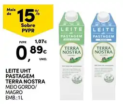 Continente Leite uht pastagem terra nostra promoção