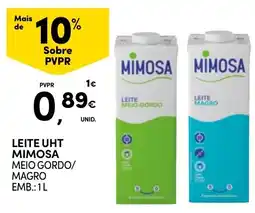 Continente Leite uht mimosa meio gordo/magro promoção