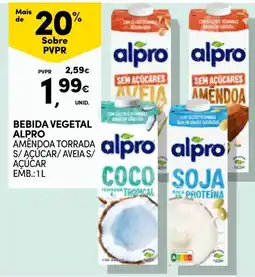 Continente bebida vegetal alpro amêndoa torrada s/ açúcar / aveia s/ açúcar promoção