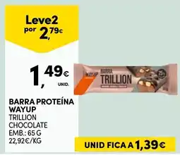 Continente Barra proteína wayup trillion chocolate promoção