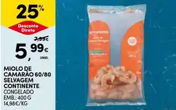 Continente Miolo de camarao 60/80 selvagem continente promoção