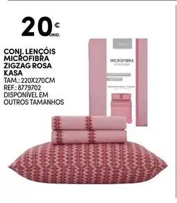 Continente Conj. lençóis microfibra zigzag rosa kasa promoção