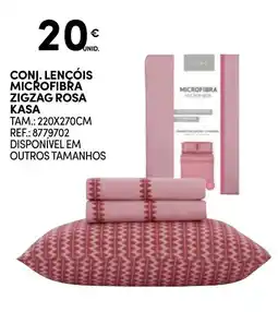 Continente conj. lençóis microfibra zigzag rosa kasa promoção