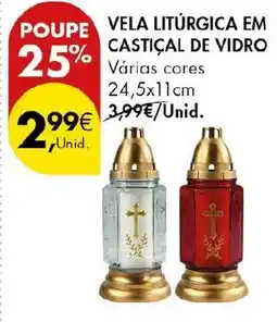 Pingo Doce vela litúrgica em castiçal de vidro promoção