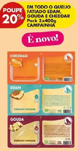 Pingo Doce Queijo fatiado edam, gouda e cheddar formato familiar promoção
