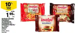 Continente queijo grana padano/ scarmoza fumado/ c/ pimenta preta/ c/ chili inalpi fatias promoção