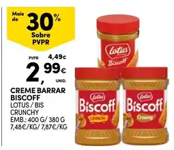 Continente creme barrar biscoff lotus / bis crunchy promoção