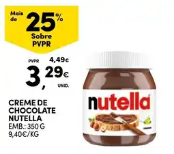 Continente Creme de chocolate nutella promoção