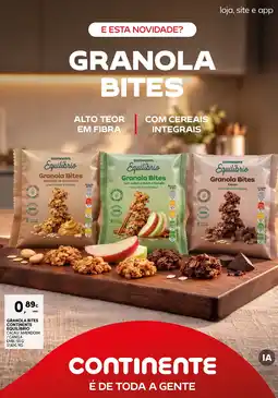 Continente granola bites continente equilíbrio cacau/amendoim/canela promoção