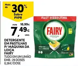 Continente detergente em pastilhas p/ máquina da loiça fairy promoção